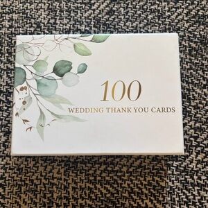 Wedding Thank You Cards - Green Leaf Design (100 Pack)